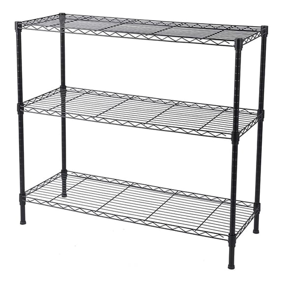 3-Tier Adjustable Shelving Unit, Metal Wire Rack with Leveling Feet, Standing for Laundry, Bathroom, Kitchen, Pantry, Closet (13.7" D x 35.5" W x 31.5" H, Black)