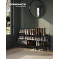 thumbnail image 1 of 3-Tier Adjustable Shoe Rack with Side Hooks - Holds 18 Pairs, Height-Adjustable Shoe Organizer, Ink Black, 1 of 6