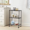 thumbnail image 1 of 3 Tier Adjustable Storage Shelf, Metal Kitchen Storage Rack Wire Shelving Unit with Wheel, Small Wire Shelf Organizer Rack Shelving Tower for Pantry Closet Kitchen Laundry, Black, 1 of 8