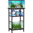 thumbnail image 1 of 5-10 Gallon Aquarium Stand, 3 Tier Fish Tank Stand with Storage, Fish Tank Stand with Metal Frame, Reptile Turtle Tank Stand for Home Office, 20.47" x 11.02" x 30.52", Black, 1 of 7