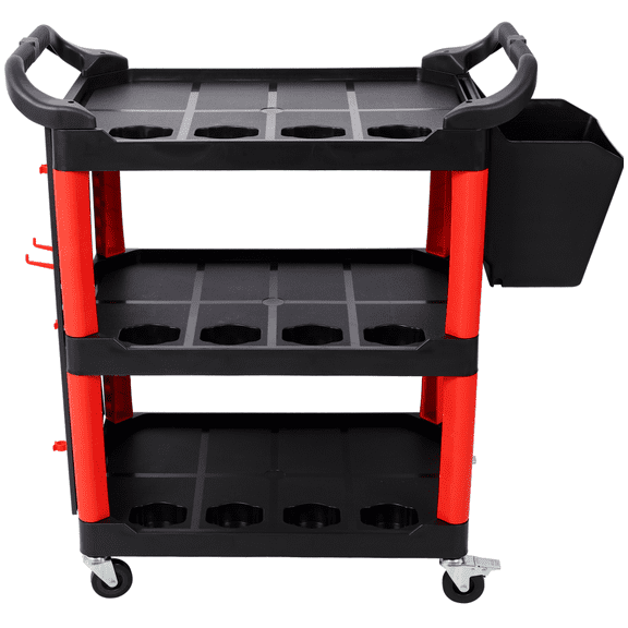 3-Tier Auto Detail Cart with Wheels, Bucket & Tools for Garage Workshop