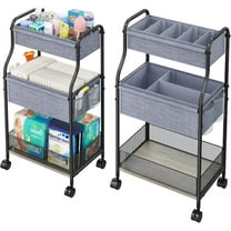3-Tier Baby Diaper Caddy Organizer and Storage Cart, Mobile Metal Utility Cart with Rolling Wheels for Nursery Essentials with 4 2 Dividers, Large Capacity Rolling Cart For Kitchen, Bathroom, Office