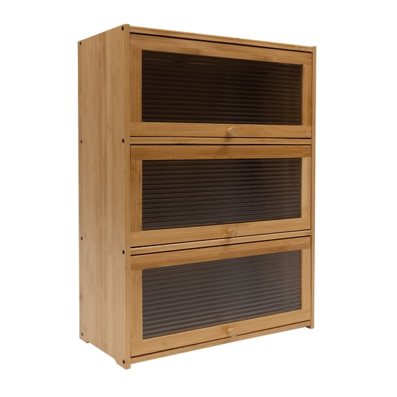 3-Tier Bamboo Acrylic Storage Cabinet 176.36 lbs Capacity - Modern Deck Mounted Organizer for Kitchen & Bedroom