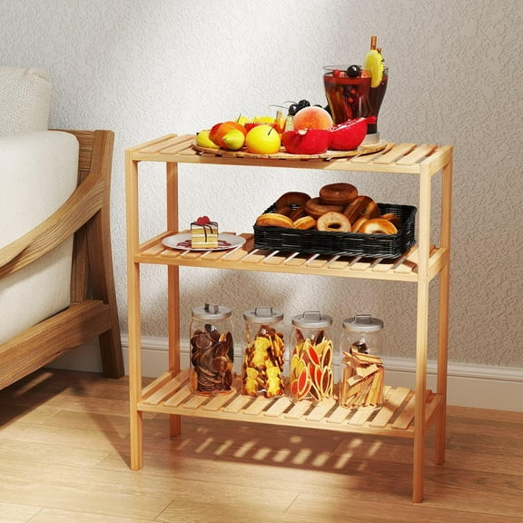 AIIT 3-Tier Bamboo Bathroom Shelf - Multifunctional Storage Shelves, Stand Rack Shelving Unit for Living Room Bedroom Kitchen, Natural