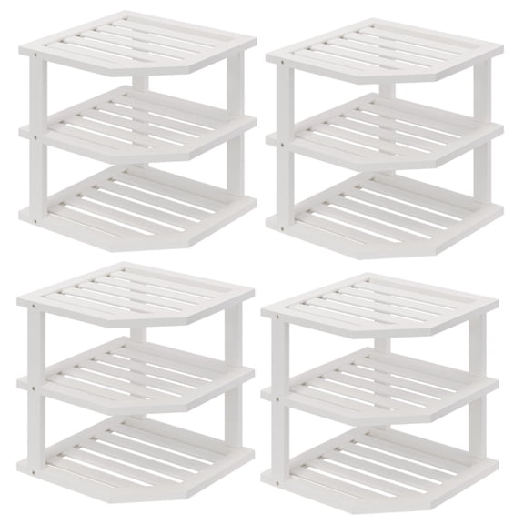 3 Tier Bamboo Corner Shelf(2 Pack),Plate Organizer,Dish Drying Rack,Kitchen Spice Rack for Countertop and Cabinet