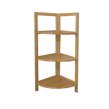 Timber Valley Home & Garden 3-Tier Bamboo Corner Shelf Organizer, Space-Saving Storage Display Shelf for Living Room Bedroom