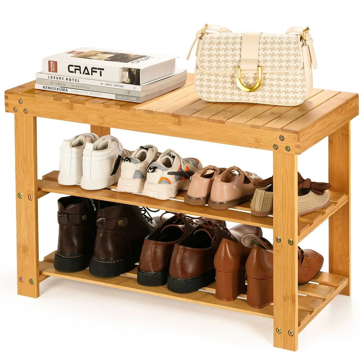 Bamboo entryway shoe rack hotsell