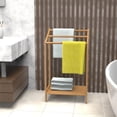 thumbnail image 1 of 3 Tier Bamboo Freestanding Towel Rack, Floor Standing Bathroom Towel Holder with Bottom Storage Shelf, Multilayer Organizer for Towels and Bathrobes, 1 of 8
