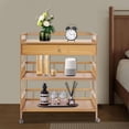 thumbnail image 1 of 27.5*11.8*32.3in 3 Tier Rolling Cart, Brown Storage Cart With 4Wheels, Storage Organizer Cart For Bedrooms, 1 of 8