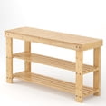 3-Tier Bamboo Shoe Rack Bench, Free Standing Wooden Storage Organizer ...