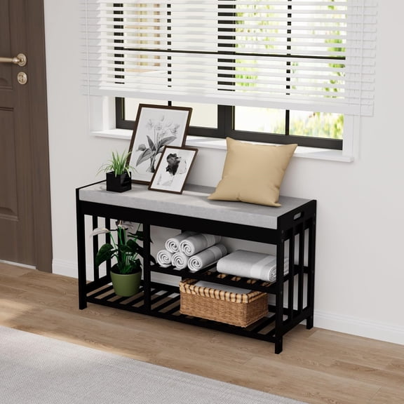 3-Tier Bamboo Shoe Rack Bench, Shoe Storage Organizer Bench, Entryway Benchs, Shoes Rack for Front Door Entrance, Entryway Bathroom Bedroom