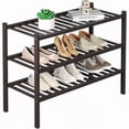 thumbnail image 1 of 3 Tier Bamboo Shoe Rack For Closet Free Standing Wood Shoe Shelf Storage Organizer For Entryway Small Space Stackable 27"X11"X20", 1 of 10