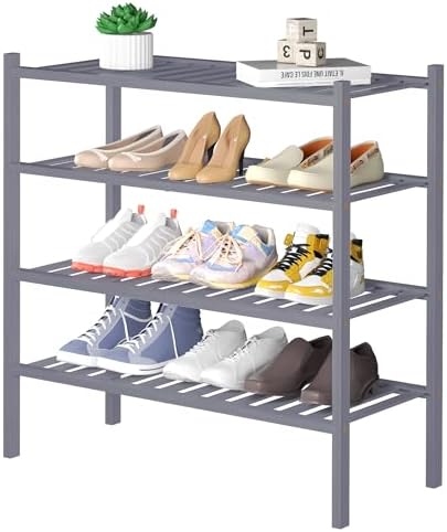 3 Tier Bamboo Shoe Rack for Closet Free Standing Wood Shoe Shelf ...