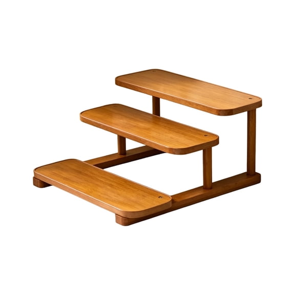 3-Tier Bamboo Step Shelf Organizer Spice Rack Organizer Stable Bamboo Tiered Organizer for Home Use Living Room Decor Display Shelf