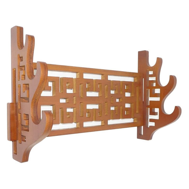 3 Tier Bamboo Sword Holder Wall Mount Display Stand Sword Rack Hanger