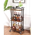 thumbnail image 1 of 3 Tier Bar Cart for Home, Rolling Mini Liquor Bar for Wine Beverage Dinner Party, Utility Kitchen Storage Island Serving Cart on Wheels, Coffee Bar Cabinet for Kitchen Dining Living Room, Brown, 1 of 9
