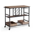 thumbnail image 1 of 3-Tier Bar Cart Rolling Trolley with Wine Rack & Glass Holder - 300LBS Capacity - Vintage Serving Cart for Kitchen, Dining Room & Bar 300 LBS, 1 of 9