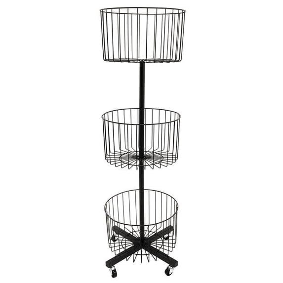 3-Tier Basket Bin Floor Display - Black