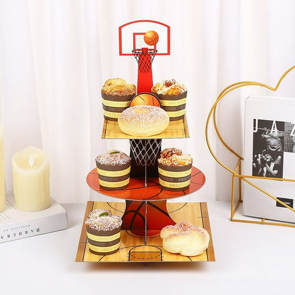 3 Tier Basketball Party Decorations Cupcake Stand Basketball Theme Party Favors Cupcake Holder Sports Theme Cupcake Holder for Teenagers Sports Birthday Party Supplies Decor