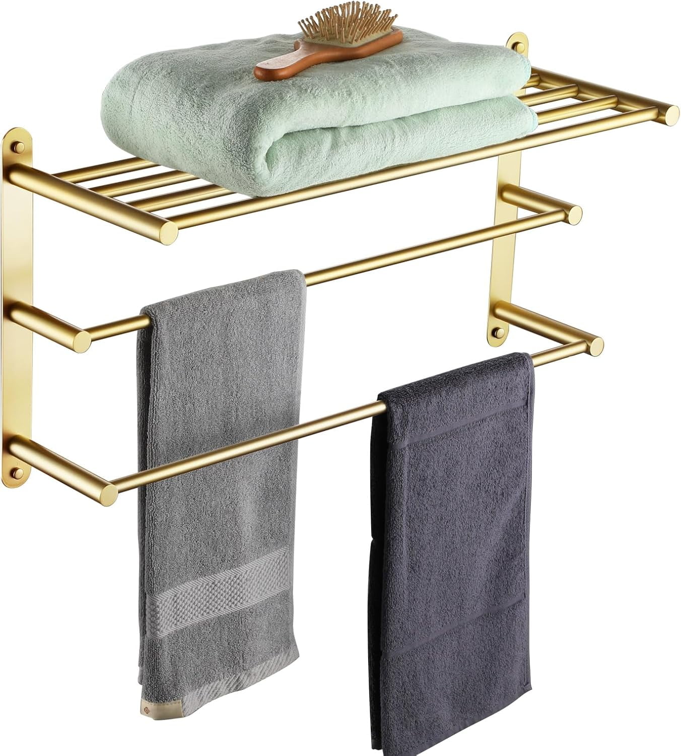 3 Tier Bath Towel Rack 24 Inch Wall Mounted Rack with Towel Bars Towel ...