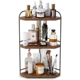 thumbnail image 1 of Corner Bathroom Counter Organizer, 3-Tier Wood Countertop Organizer for Perfume, Makeup Storage, Skincare Organizers for Vanity, Counter Corner Shelf for Kitchen, Bathroom, Dresser (Rustic Brown), 1 of 7