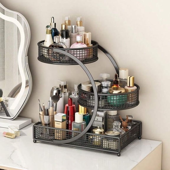 3-Tier Bathroom Countertop Organizer, No Assembly Cosmetic Storage Rack, Makeup Organizer for Skincare, Lipstick, Perfume and Toiletries, Vanity Counter Storage Shelf