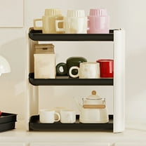 3-Tier Bathroom Countertop Organizer Vanity Tray Cosmetic & Makeup Storage Kitchen Spice Rack Standing Shelf(Black)