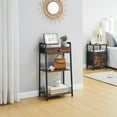 thumbnail image 1 of 3-Tier Bathroom Ladder Shelf with Drawer, Rustic Brown Freestanding Storage Tower for Home, 1 of 8