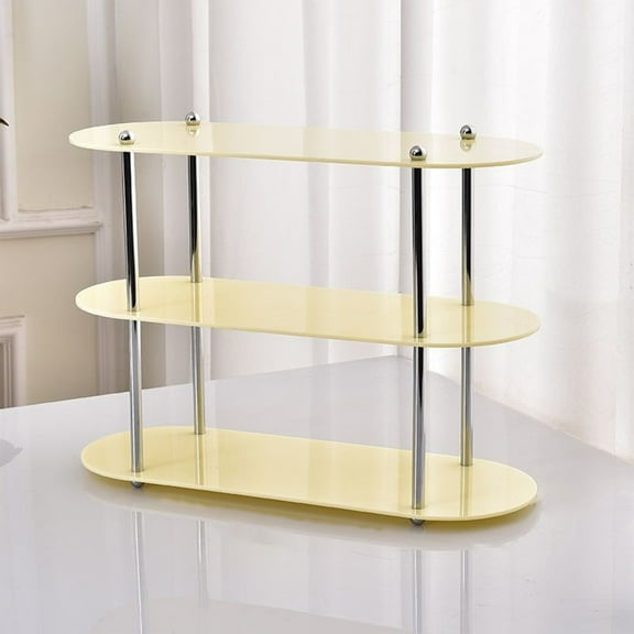 3 Tier Bathroom Shelf Organizer, Acrylic Cup Rack Countertop, Space Saving Cosmetics Storage Rack Desktop Display Shelf for Vanity Kitchen Coffee Bar, Clear synthetic Organizer for Small Spaces