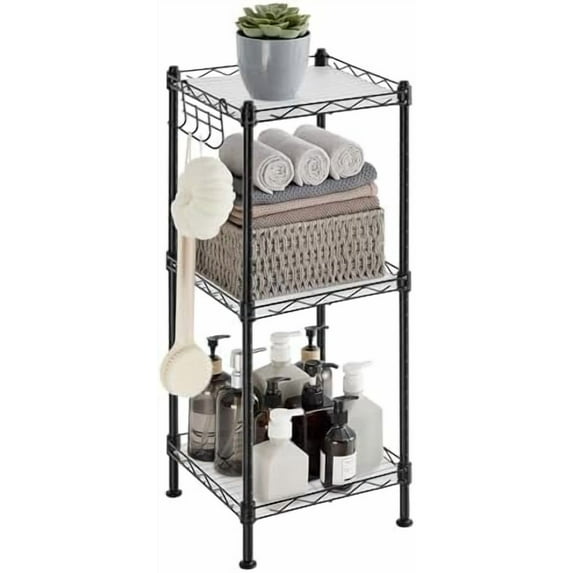3-Tier Bathroom Shelf, Storage Rack for Small Space, with 3 PP Shelf ...