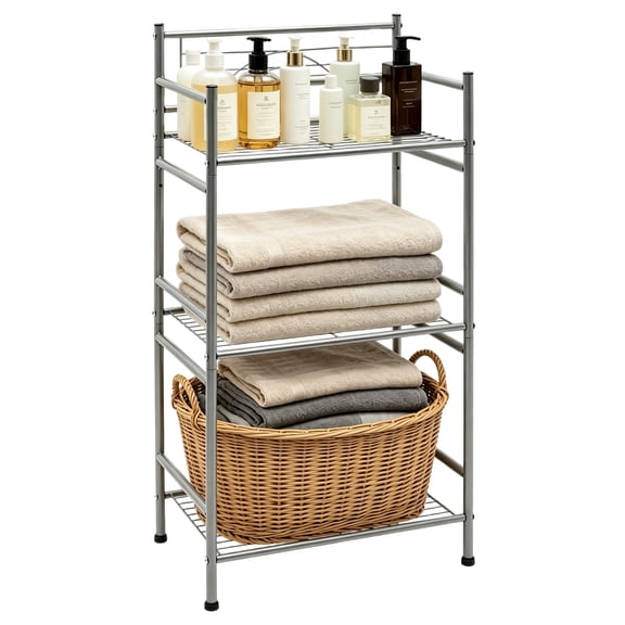 Takira 3 Tier Storage Shelves,Metal Towel Rack Ideal for,Bathroom Shelves and Storage Unit(Silver)