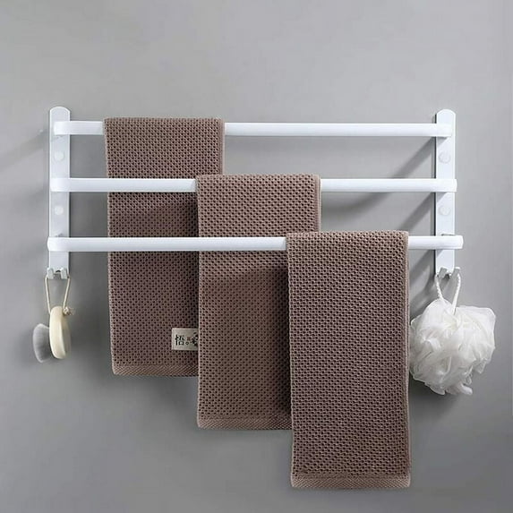 3 Tier Bathroom Towel Rack Aluminum Bathroom Towel Rack Wall Mounted Towel Rack (White, 30cm)