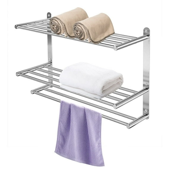 3 Tier Bathroom Towel Rack Stainless Steel Brushed Finish Towel Shelf Wall Mount