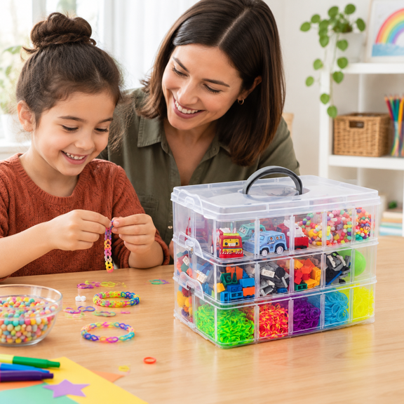 3-Tier Bead Organizer 30 Grid Stackable Craft Storage Container