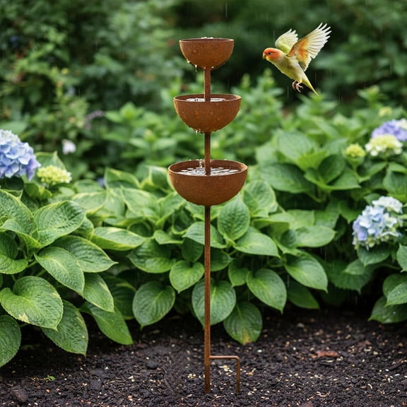 3 Tier Bird Feeder Garden Stake, Iron Bird Bath and Feeding Station for Outdoor Garden Decor Wildlife Attraction and Patio Yard Decoration