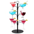 thumbnail image 1 of 3 Tier Black Cocktail Drink Tree Stand, 12 Glass Holder Freestanding Display Rack for Champagne, Wine, Martini and Margarita Cups, 1 of 9