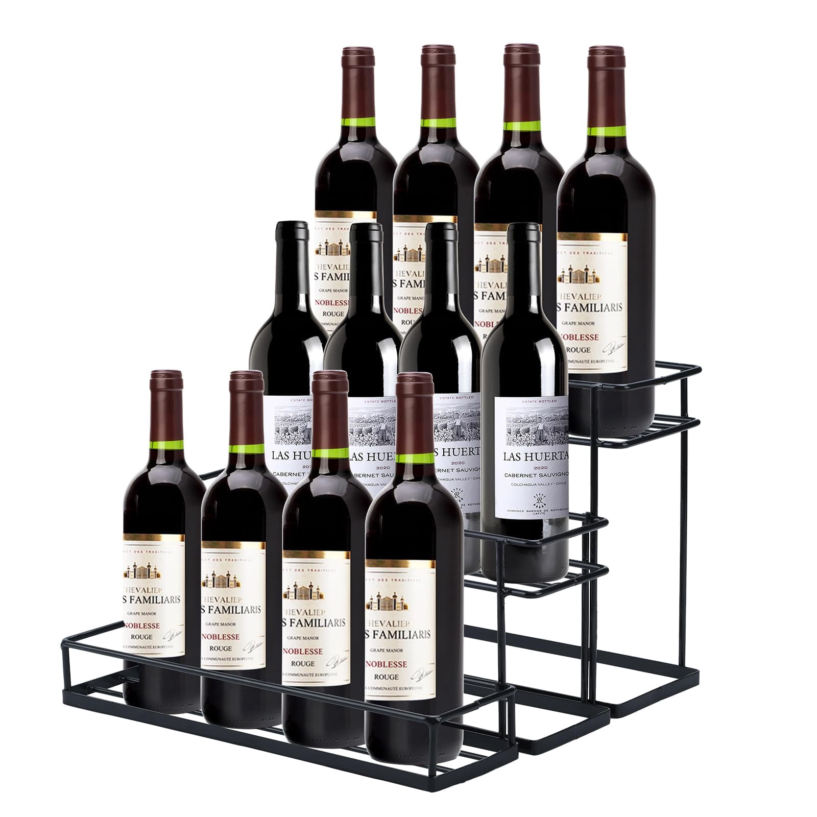 3-Tier Black Countertop Storage Rack, Step Display Organizer for Liquor ...