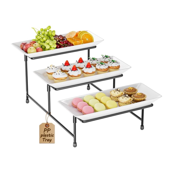 3 Tier Black Serving Tray 12.8" x 7.5" x 3.1" For Party and Event Use