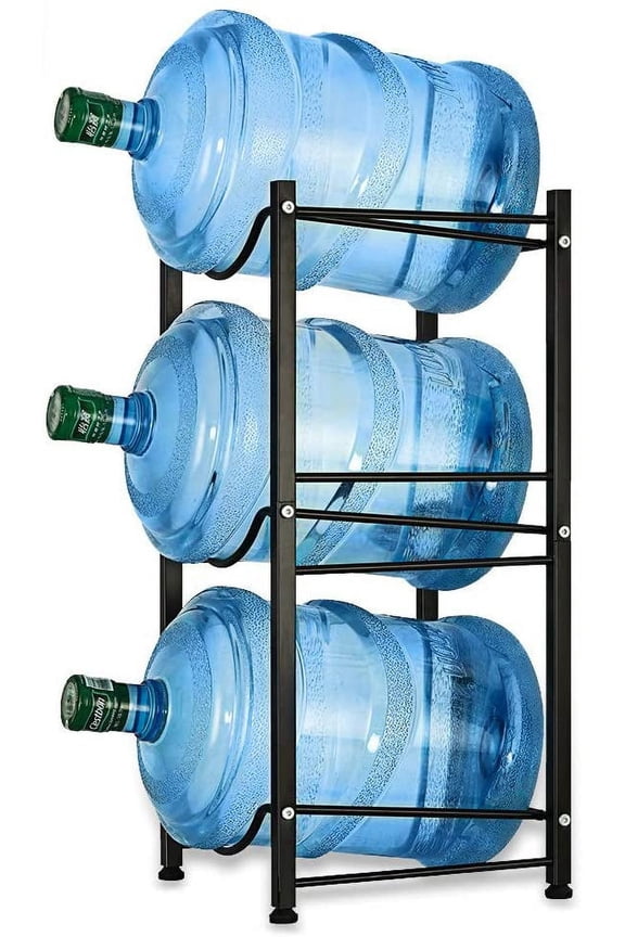 3 Tier Black Water Cooler Jug Rack, 5 Gallon Water Jug Holder Heavy Duty Storage Rack