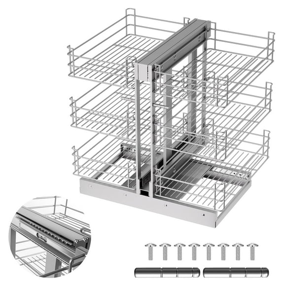 3-Tier Blind Corner Cabinet Pull Out Organizer, Heavy-Duty Slides, Rust-Resistant Finish, Left/Right Compatible Design for Kitchen or Bathroom Blind Corner Cabinet