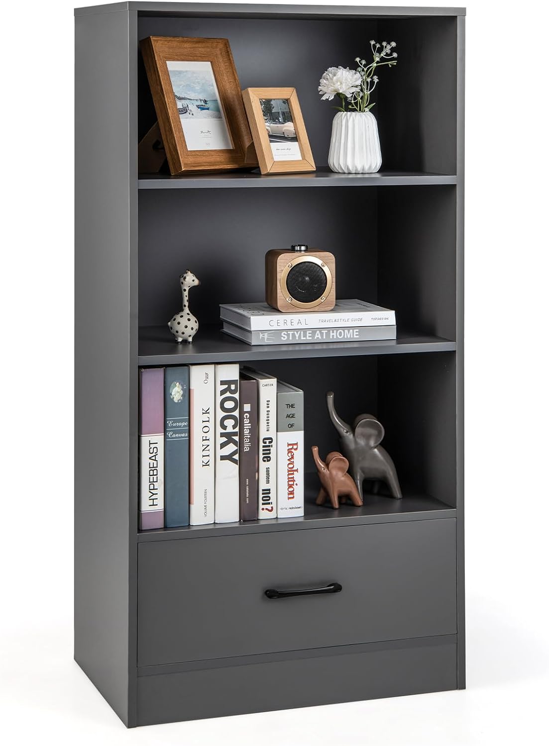 Cube Bookcase, Wooden Cubby Storage Organizer With Anti-toppling Device, Small Book Shelf For
