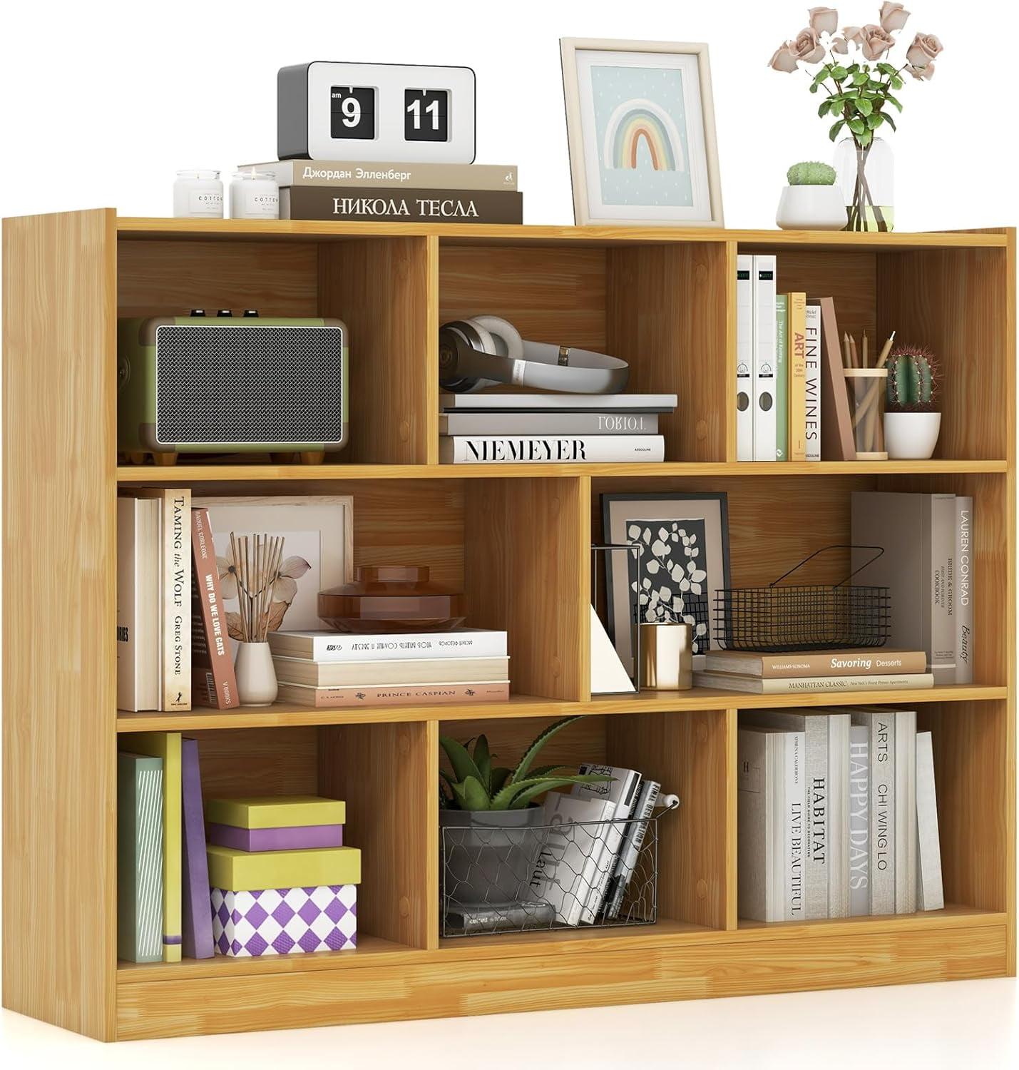 THINK 30 83.4 Tall Bookshelf, Modern Bookcase with Sliding THINK 30 83.4 Tall Bookshelf, Modern Bookcase with Sliding