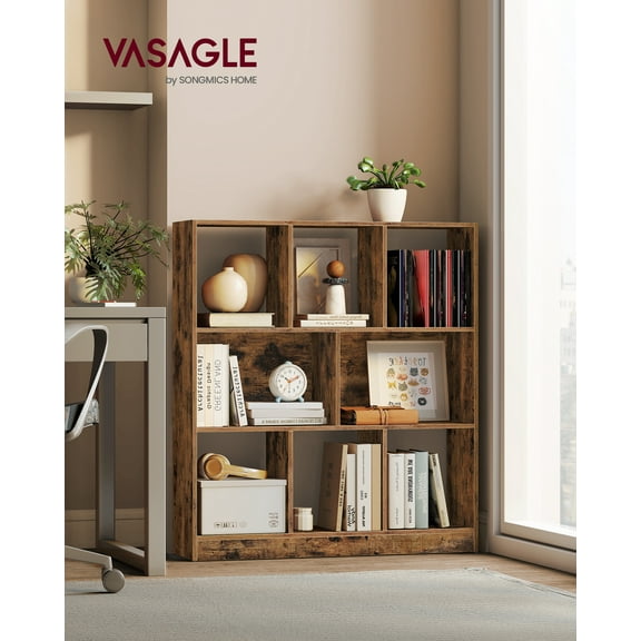 3-Tier Bookcase, Open Shelf Organizer for Living Room/Office, Space-Saving Design, Tool-Free Assembly, Walnut Brown