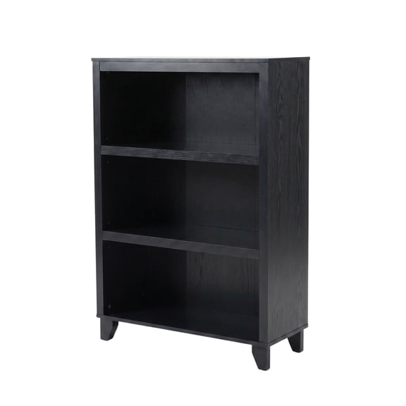 3-Tier Bookcase with Adjustable Shelves, Black Space-Saving Bookshelf