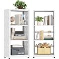 thumbnail image 1 of 3 Tier Bookshelf, 34" Small Bookcase, Metal Bookcase with Adjustable Shelves and Book Stopper, Modern Bookshelf for Bedroom, Living Room, Home Office, Library, White(34" H*16" W*10" D), 1 of 9