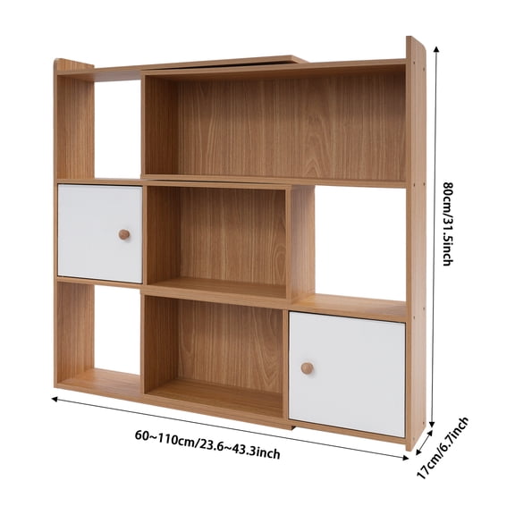 3-Tier Bookshelf, Stretchable Bookcase 23.62-43.31 in, Modern Bookshelf Retro(Log Color)