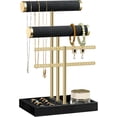 thumbnail image 1 of 3 Tier Bracelet Holder Display - Detachable T Bar Black Velvet Bracelet Holder, Jewelry Holder Organizer for Bracelet, Necklace, Earrings, Rings, 1 of 7