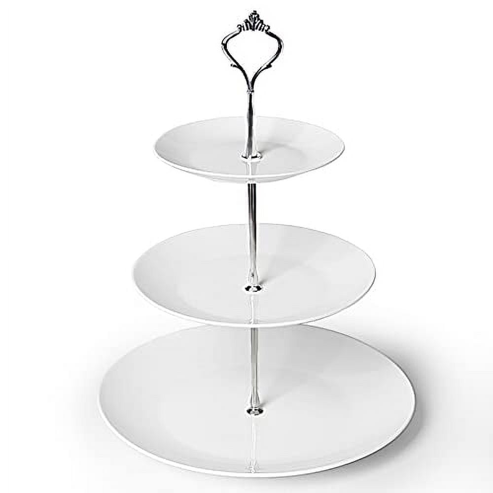 3Tier Cake Stand, Ceramic Cupcake Dessert Stand, Tiered Serving Trays for Parties, Birthday and
