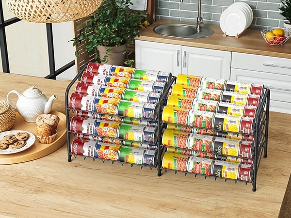 Magic Can Rack 3-Tier Can Dispenser Rack, Holds up to 72 Cans, Black Metal Can ...