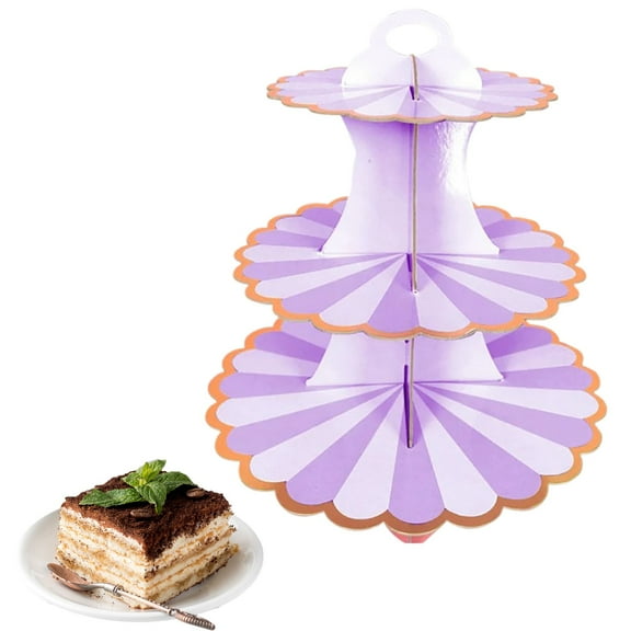 3-Tier Cardboard Cupcake Stand for Birthday Parties, Baby Showers & Events – Pink & Gold Dessert Tower for Donuts, Pastries, Sweets – Easy Assembly Clearance